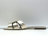 Saint Laurent Tribute Nu Pieds Flat Sandals Pale Gold Metallic Leather Size 40