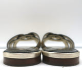 Saint Laurent Tribute Nu Pieds Flat Sandals Pale Gold Metallic Leather Size 40