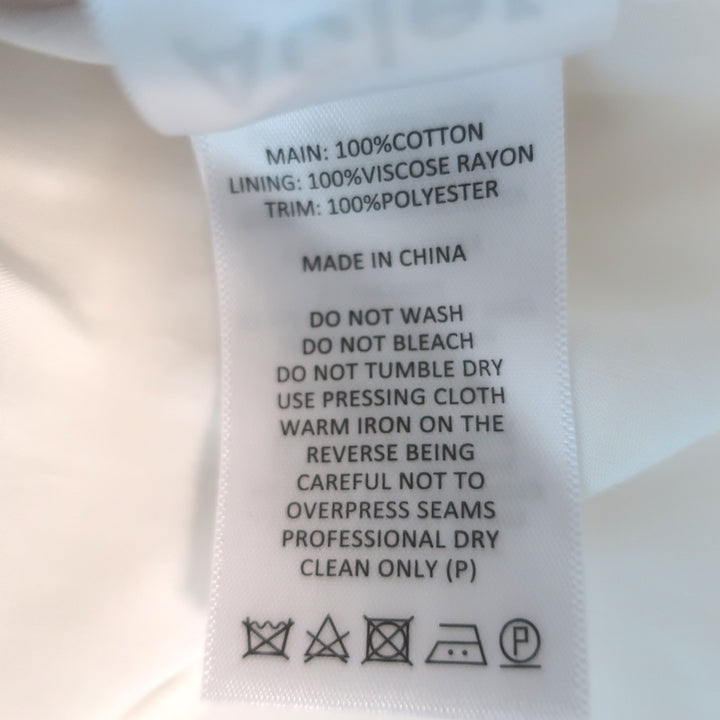 Acler Blouson-Sleeve Embroidered Maxi Dress White Cotton Size US 4 NEW