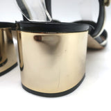 Miu Miu Metal-Heel Bicolor Slingback Pumps Black Patent & Gold Leather Size 39