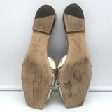 Saint Laurent Tribute Nu Pieds Flat Sandals Pale Gold Metallic Leather Size 40