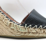 Valentino Rockstud Double Espadrille Wedge Sandals Black Leather Size 41