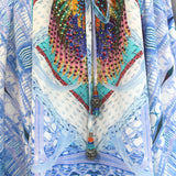 Camilla Crossing Paths Crystal-Embellished Maxi Dress Blue Printed Silk Size 3