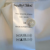 See by Chloe Smocked Tuxedo Shirt White Cotton Size 34 Long Sleeve Top NEW