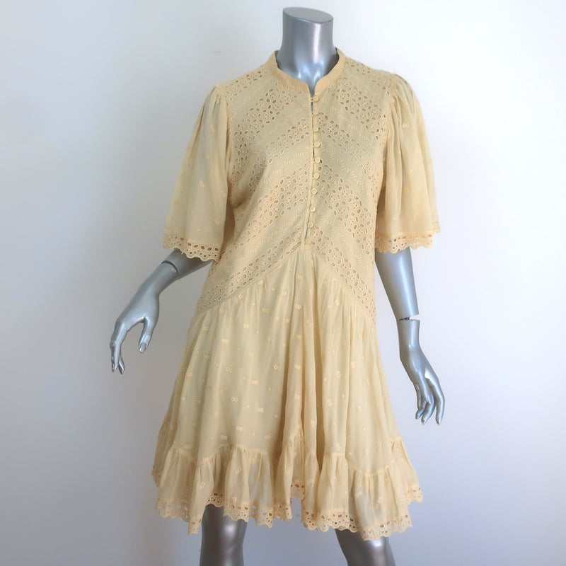 Isabel Marant Etoile Slayae Broderie Anglaise Mini Dress Sunlight Cotton Size 40