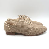 Fendi Perforated Lace-Up Oxfords Beige Leather Size 38.5