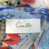 Camilla Crossing Paths Crystal-Embellished Maxi Dress Blue Printed Silk Size 3
