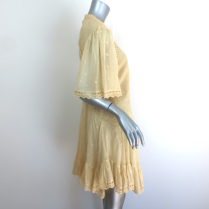 Isabel Marant Etoile Slayae Broderie Anglaise Mini Dress Sunlight Cotton Size 40