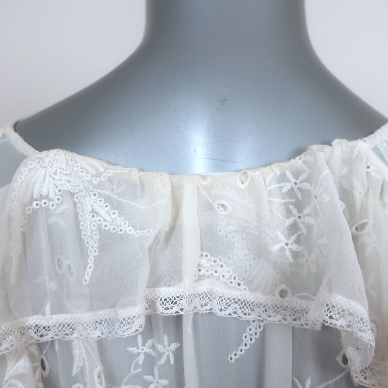 Zimmermann Embroidered Midi Dress Lovelorn Cream Ruffled Silk Size 3