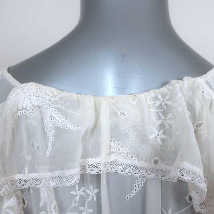 Zimmermann Embroidered Midi Dress Lovelorn Cream Ruffled Silk Size 3