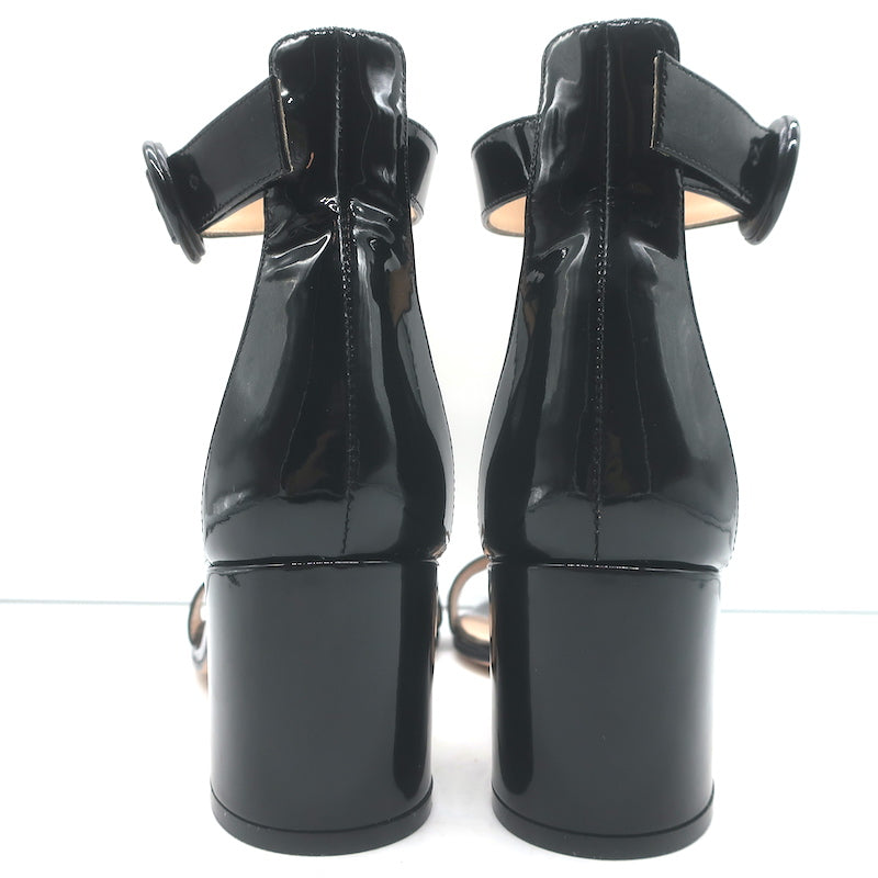 Gianvito Rossi Versilia Ankle Strap Sandals Black Patent Leather Size 40.5 NEW