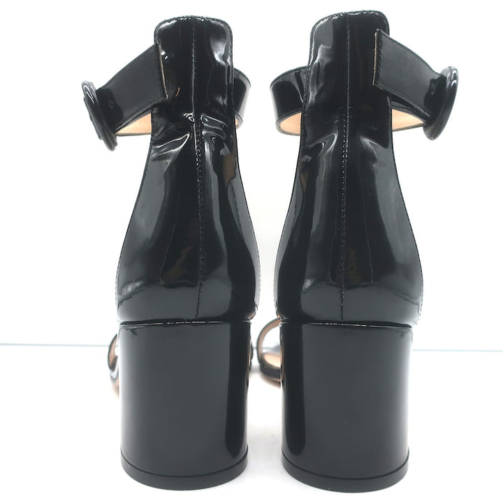 Gianvito Rossi Versilia Ankle Strap Sandals Black Patent Leather Size 40.5 NEW