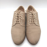 Fendi Perforated Lace-Up Oxfords Beige Leather Size 38.5