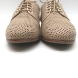 Fendi Perforated Lace-Up Oxfords Beige Leather Size 38.5