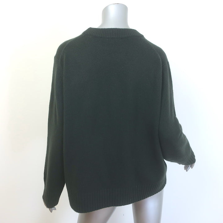 Jenni Kayne Cashmere Oversized Crewneck Sweater Dark Forest Green Size Medium