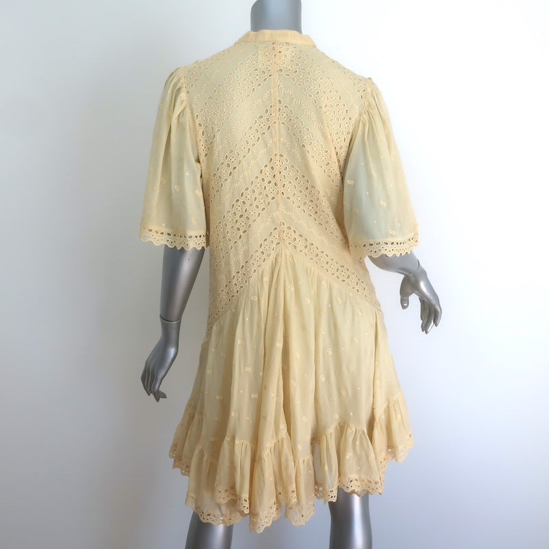 Isabel Marant Etoile Slayae Broderie Anglaise Mini Dress Sunlight Cotton Size 40