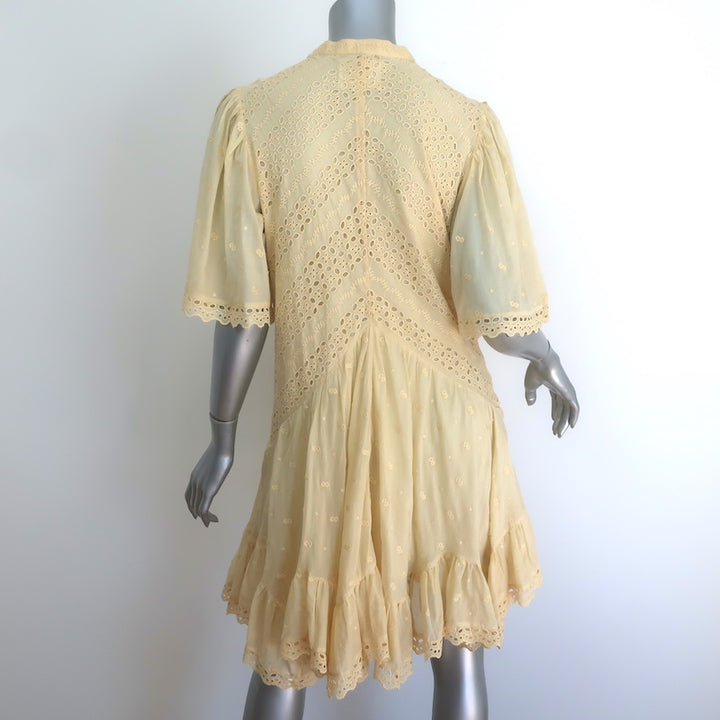 Isabel Marant Etoile Slayae Broderie Anglaise Mini Dress Sunlight Cotton Size 40