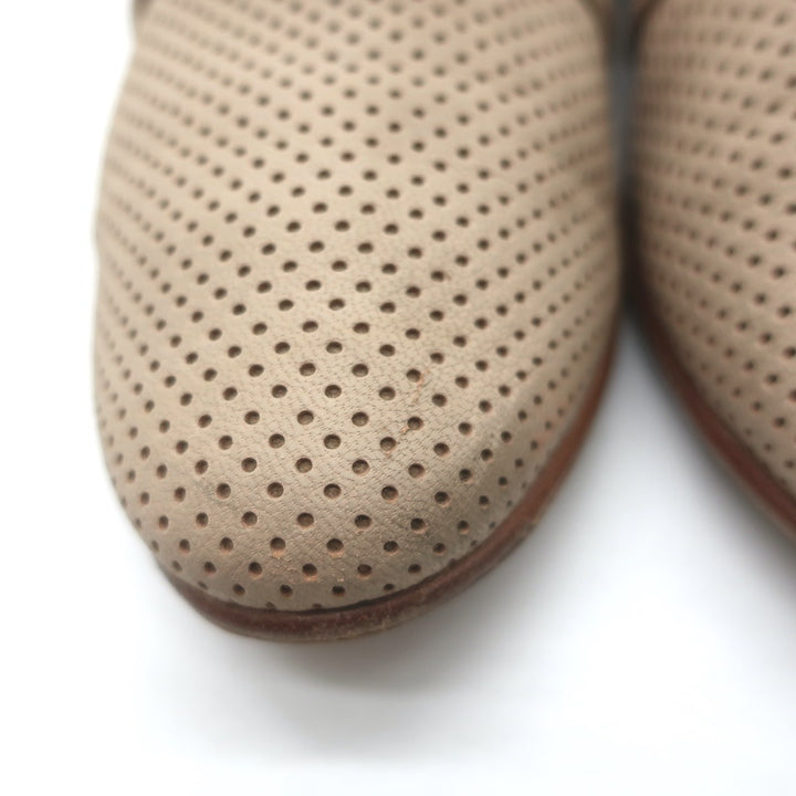 Fendi Perforated Lace-Up Oxfords Beige Leather Size 38.5
