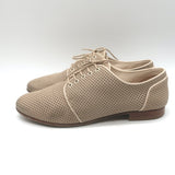 Fendi Perforated Lace-Up Oxfords Beige Leather Size 38.5