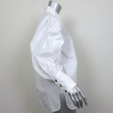 GANNI Ruffle Collar Shirt White Cotton Size 36 Long Sleeve Blouse