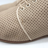 Fendi Perforated Lace-Up Oxfords Beige Leather Size 38.5