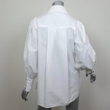 GANNI Ruffle Collar Shirt White Cotton Size 36 Long Sleeve Blouse
