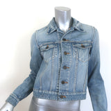 Saint Laurent Love-Embroidered Jean Jacket Classic Blue Denim Size Medium