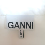 GANNI Ruffle Collar Shirt White Cotton Size 36 Long Sleeve Blouse