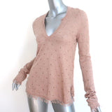 Zadig & Voltaire Riviera Rhinestone Cashmere Sweater Blush Size Extra Small NEW