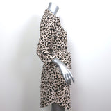 L'Agence Stella Shirtdress Leopard Print Silk Size Medium Belted Mini Dress