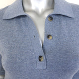 Rosetta Getty Polo Dress Blue Wool-Cashmere Size Extra Small