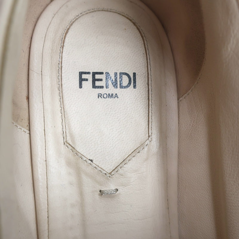 Fendi Perforated Lace-Up Oxfords Beige Leather Size 38.5