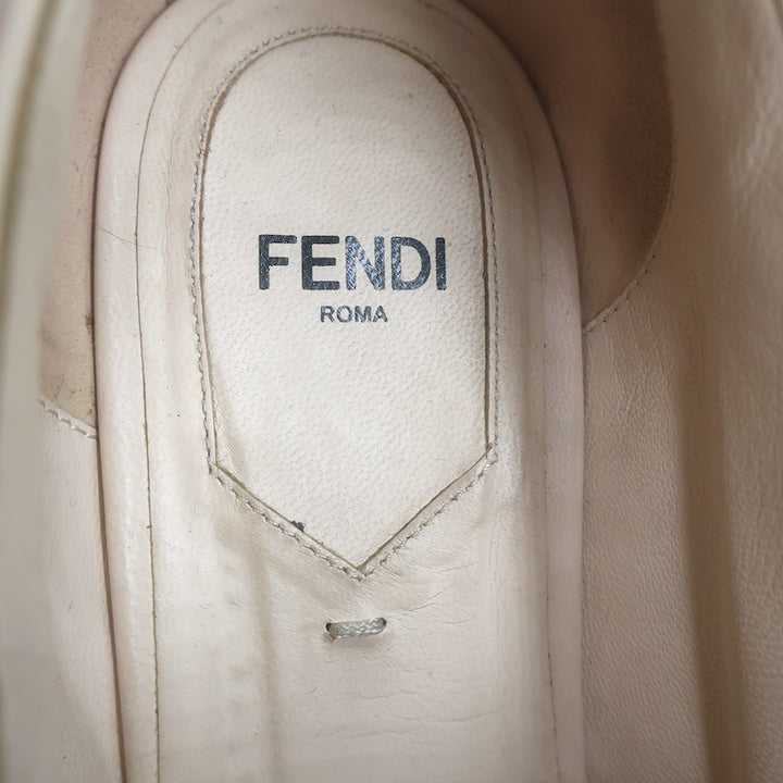 Fendi Perforated Lace-Up Oxfords Beige Leather Size 38.5