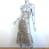 Veronica Beard Mykola Sequined Midi Dress Silver Size 0 NEW