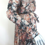 Zimmermann Tempest Frolic Tie-Neck Maxi Dress Floral Print Chiffon Size 1