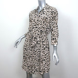 L'Agence Stella Shirtdress Leopard Print Silk Size Medium Belted Mini Dress