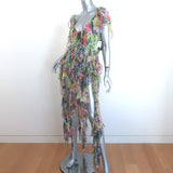 Dries Van Noten Asymmetric Ruffle Top Multicolor Printed Chiffon Size 40 NEW