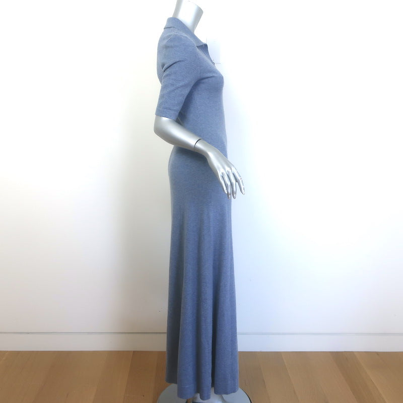 Rosetta Getty Polo Dress Blue Wool-Cashmere Size Extra Small