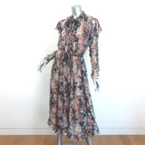 Zimmermann Tempest Frolic Tie-Neck Maxi Dress Floral Print Chiffon Size 1