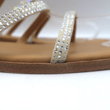 Loewe Crystal-Embellished Flat Slide Sandals Beige Suede Size 35