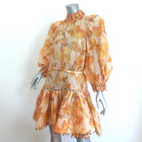 Zimmermann Jeweled Mini Dress Tempo Rouleau Light Yellow Floral Print Size 3