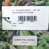 Dries Van Noten Asymmetric Ruffle Top Multicolor Printed Chiffon Size 40 NEW