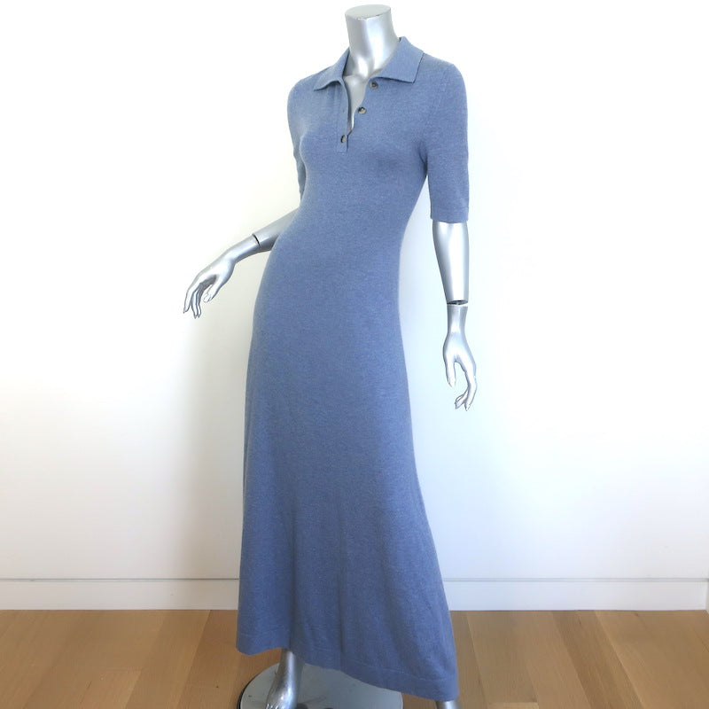 Rosetta Getty Polo Dress Blue Wool-Cashmere Size Extra Small