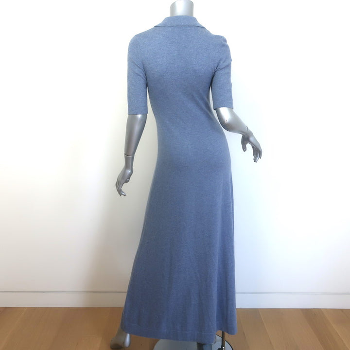 Rosetta Getty Polo Dress Blue Wool-Cashmere Size Extra Small