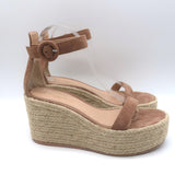 Gianvito Rossi Portofino Platform Espadrille Wedge Sandals Nutmeg Suede Size 38