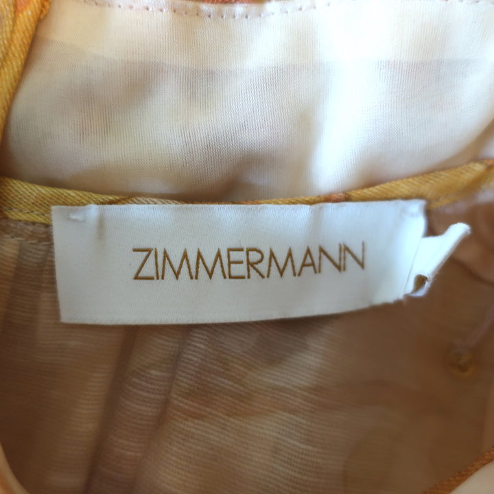 Zimmermann Jeweled Mini Dress Tempo Rouleau Light Yellow Floral Print Size 3