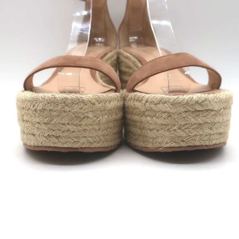 Gianvito Rossi Portofino Platform Espadrille Wedge Sandals Nutmeg Suede Size 38