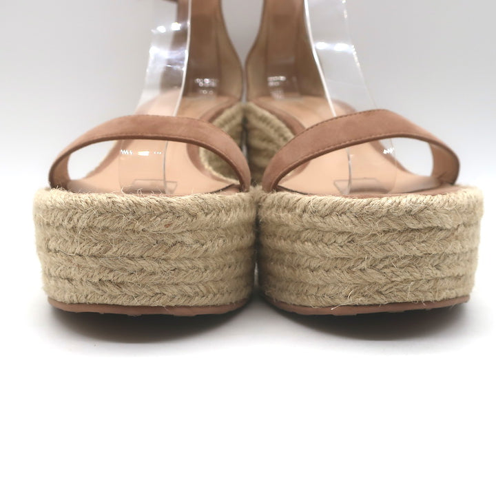 Gianvito Rossi Portofino Platform Espadrille Wedge Sandals Nutmeg Suede Size 38