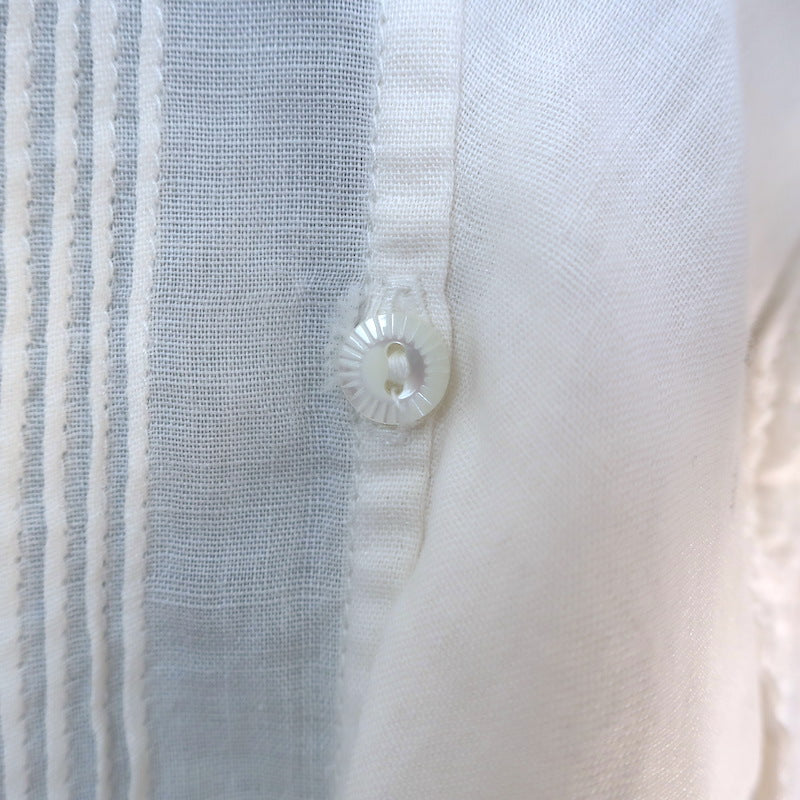 Doen Piper Puff Sleeve Ruffled Mini Dress White Pintucked Ramie Size Large