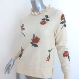 Minnie Rose Flower-Embroidered Cashmere Sweater Vanilla Size Extra Small NEW